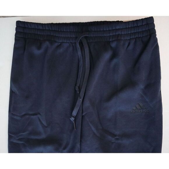 adidas GK8970 Men's Sz L Legend Ink Blue Big Logo Regular Tapered Fleece Joggers - Picture 3 of 10